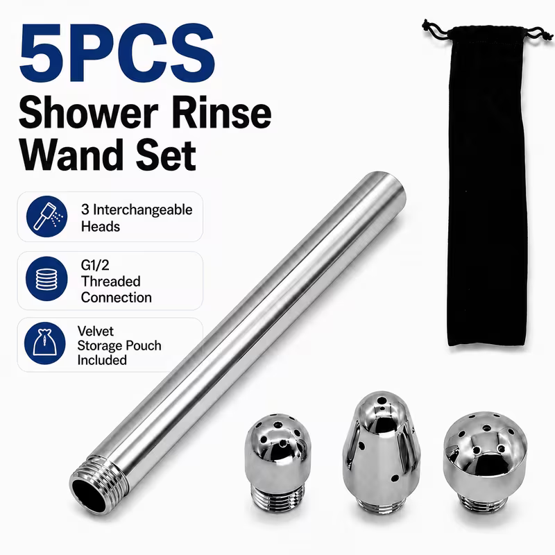 Douche - 5 Piece Shower Rinse Wand Set – 3 Interchangeable Heads