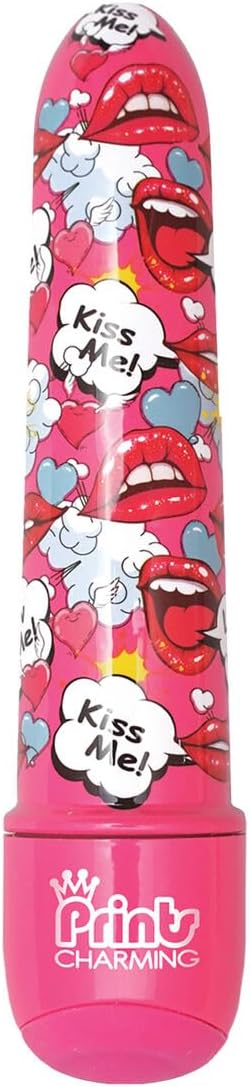 Prints Charming Pop Tease 5" Mini Vibe, Kiss Me, Pink w/Storage Bag