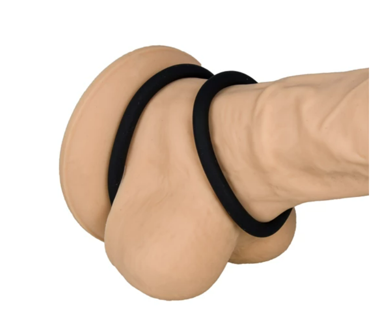 3 x Silicone Cock Rings - Small, Medium and Large in Black