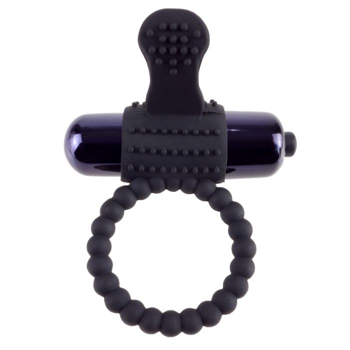 Vibrating Silicone Super Ring - Black