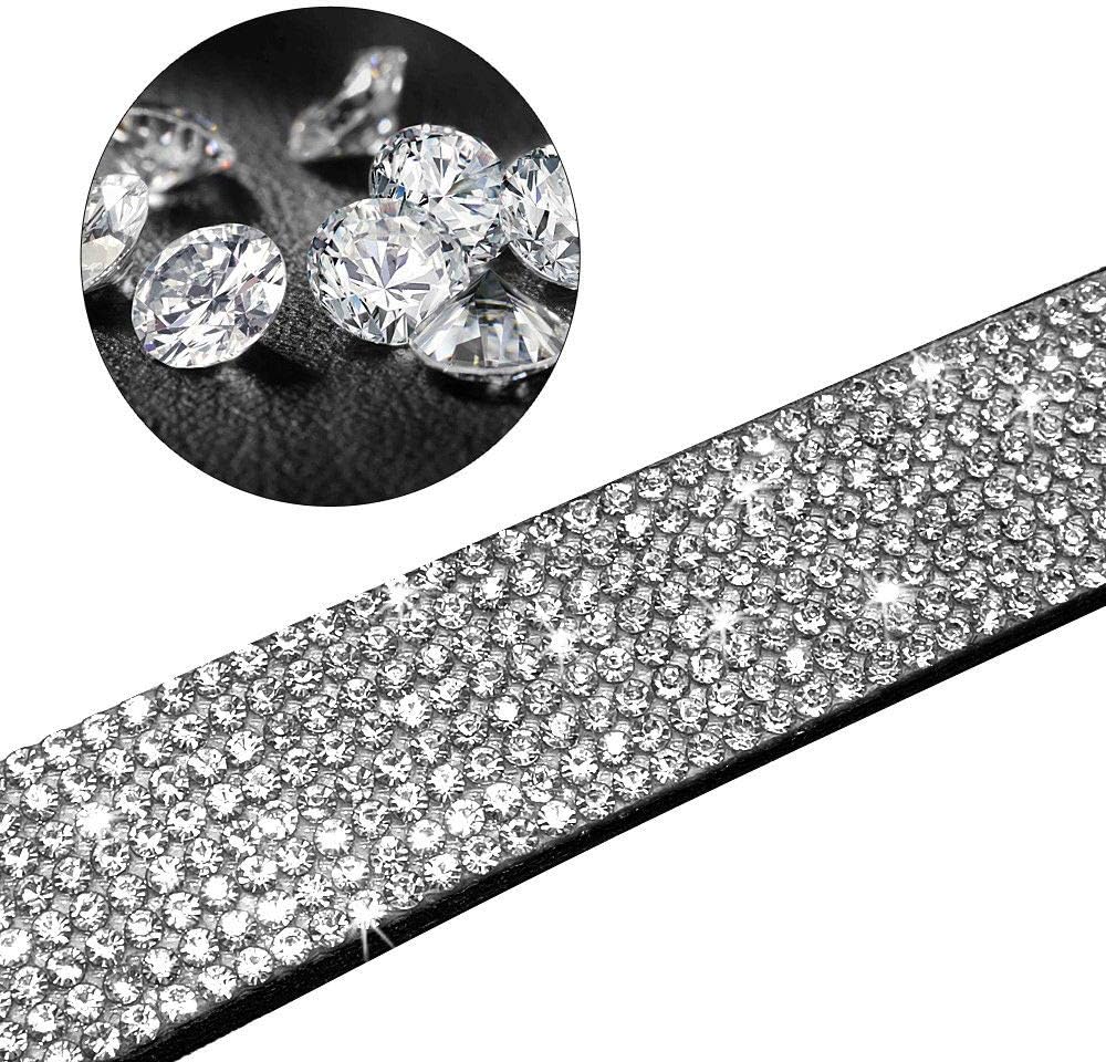 Rhinestone Collar - Sparkling Soft Suede Leather