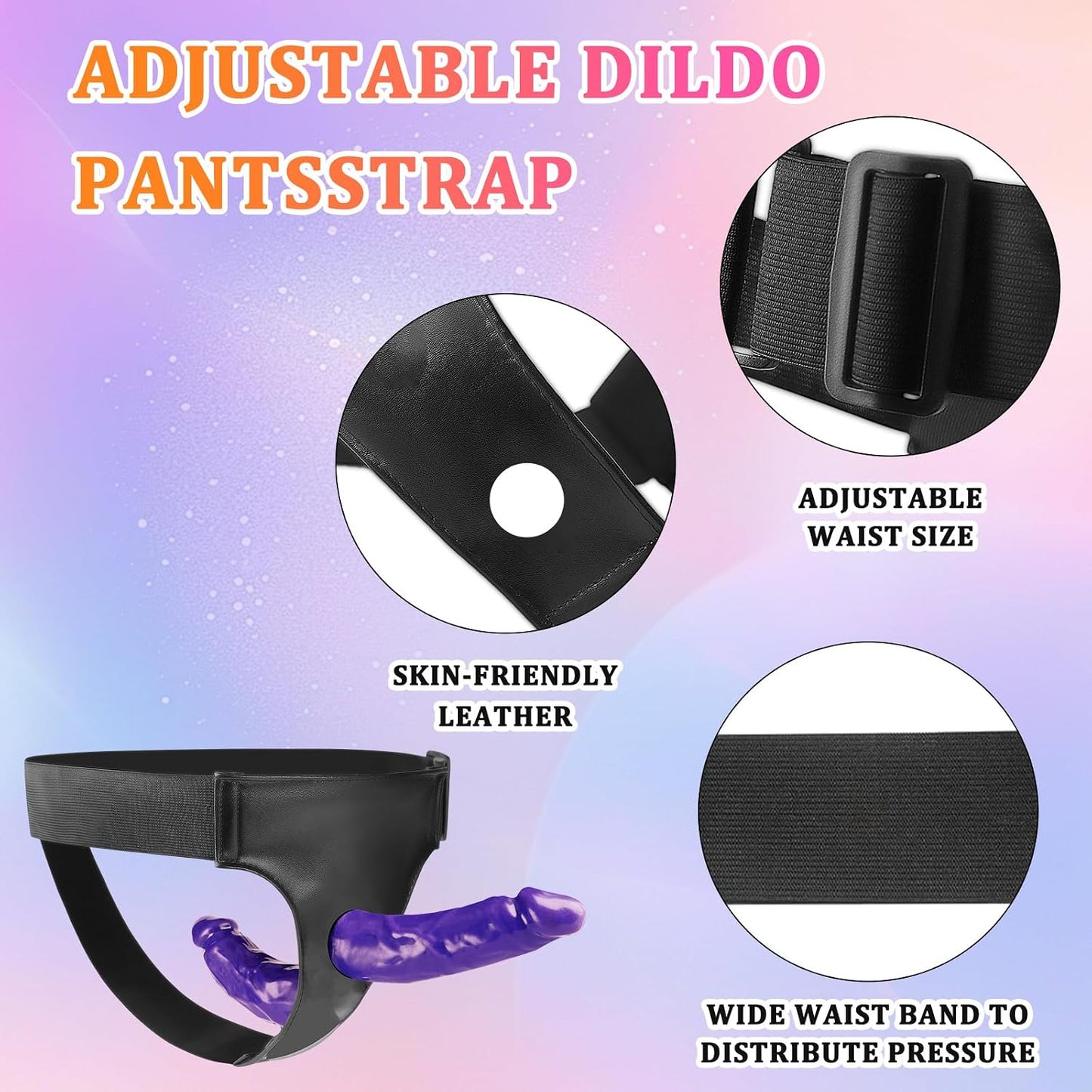 Strap On Dildo Harness with Integrated Double Ended Dildo - Black