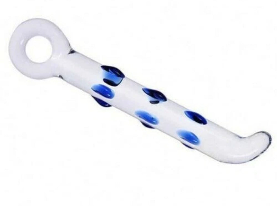 Glass Clear with Blue Specs anal Plug 7.5"