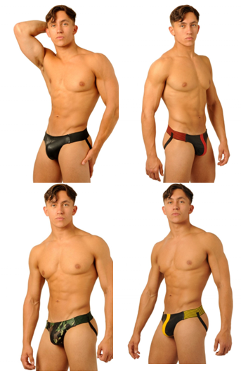 4 x Leather Jock Bundle - Black Camo Yellow Red - Large