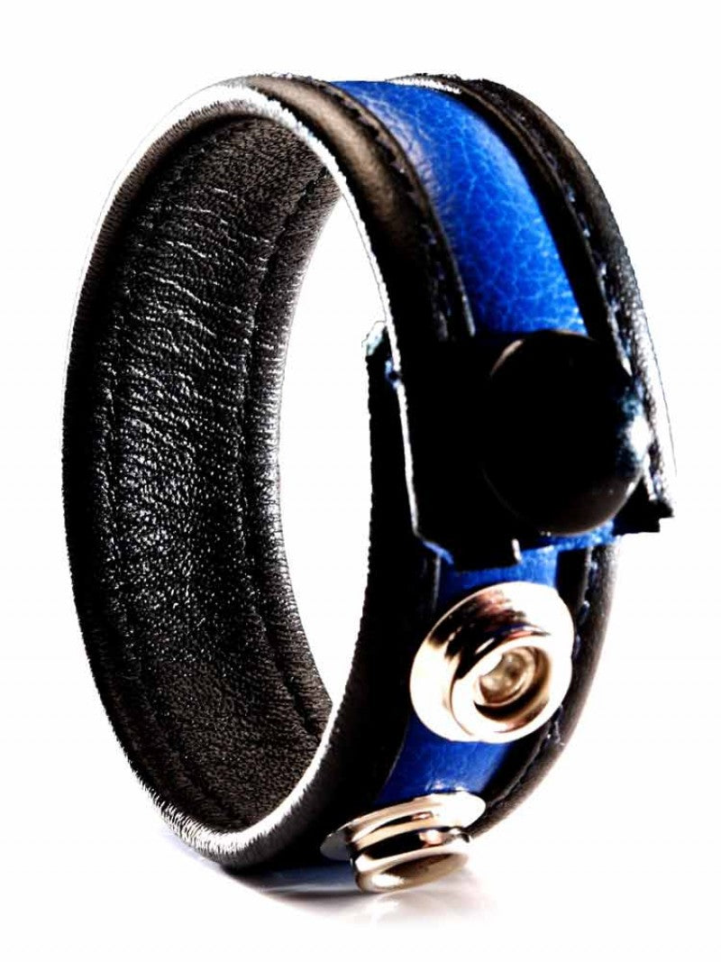 Leather Cock Strap - Blue
