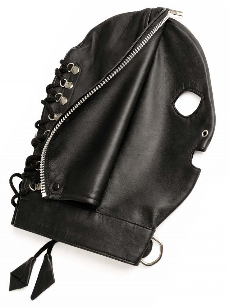 Leather Fly Trap Mask - genuine black leather