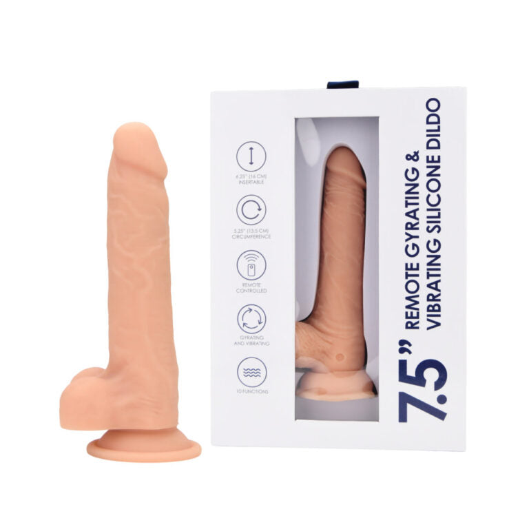 7.5" Remote Gyrating & Vibrating Silicone Dildo