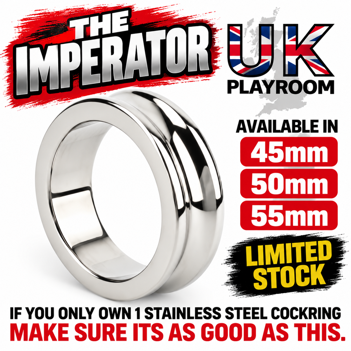 The Imperator – Stainless Steel Cock Ring 45/50/55mm