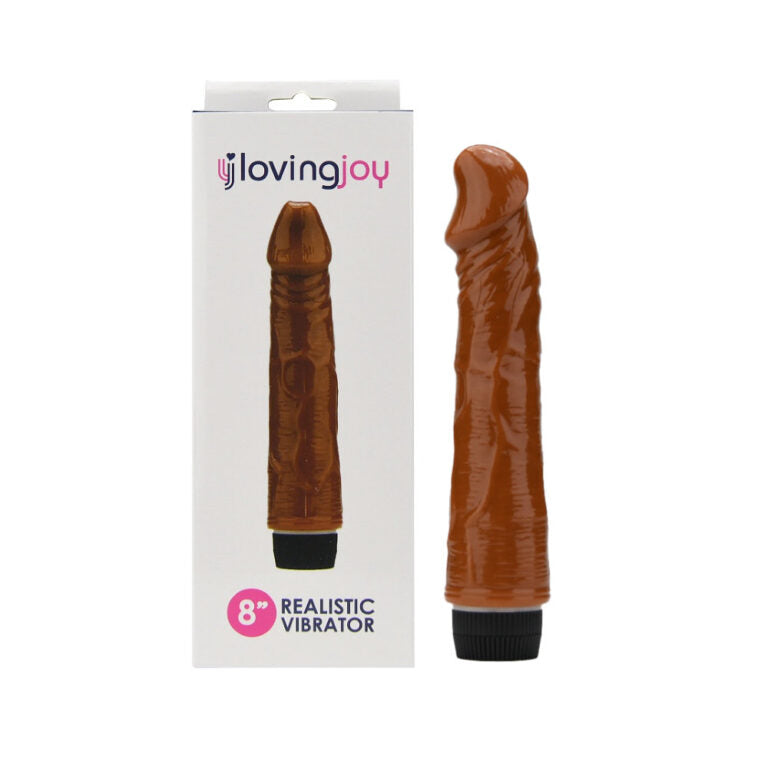 8 inch Realistic Vibrator Brown - REDCUED TO CLEAR