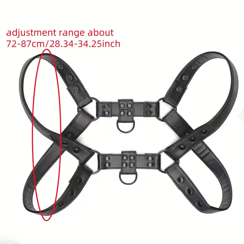 Men's Black Faux Leather Chest Harness