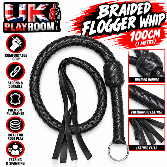 1 Metre Black PU Leather Flogger Whip – BDSM &amp; Fetish Play