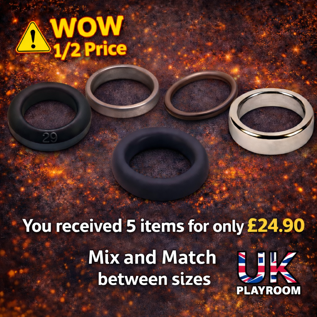 5 x Cock Rings 50mm - 2 Rubber 2 Metal 1 Silicon