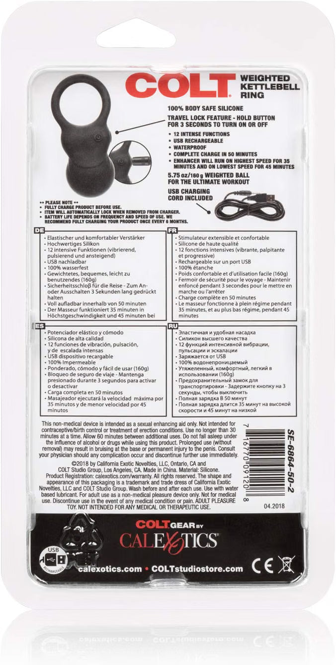 COLT Rechargeable Vibrating Silicone Weighted Kettlebell Ring