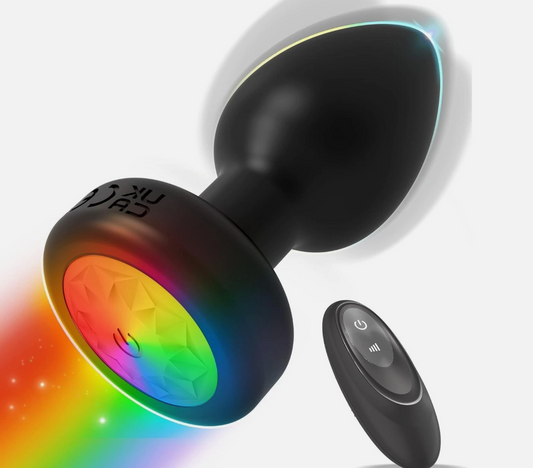 Rainbow Light Remote Butt Plug Vibrator Dildo LED