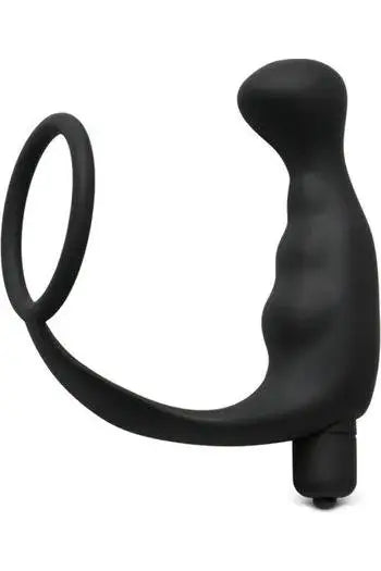 Black Silicone Anal Plug Prostate Massager Vibrator with Cock Ring