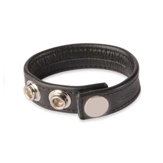 3 Snap Leather Cock Ring - Black