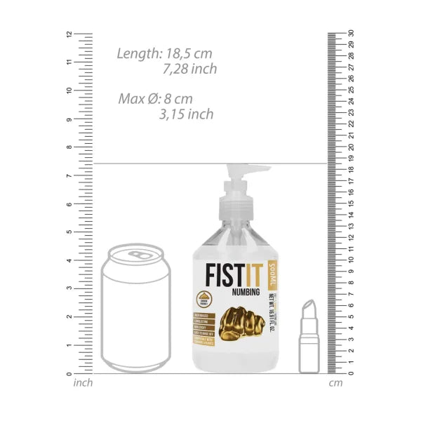 Fist It Numbing Water-Based Lubricant 500ml - Neutral Formula, Large Size