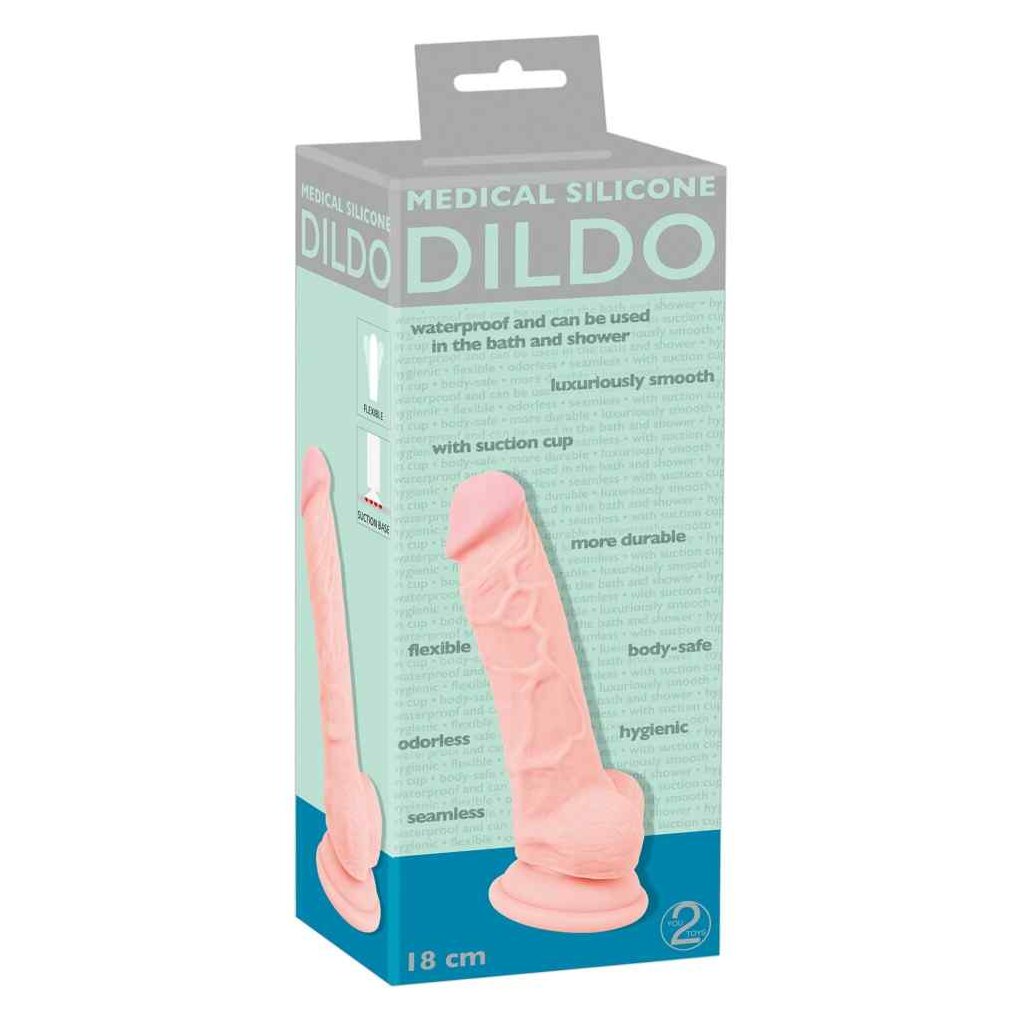 Medical Silicone Dildo Beige 18 cm