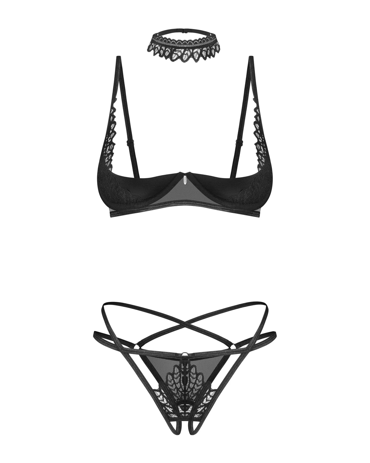 Obsessive - Donarella 3-pcs Crotchless Set - XL/XXL
