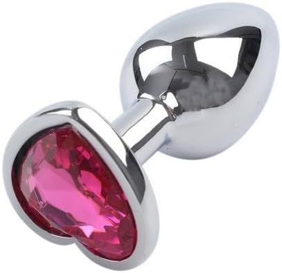 Metal Heart Gem Stone Silver Butt Plug 4" Various Colours
