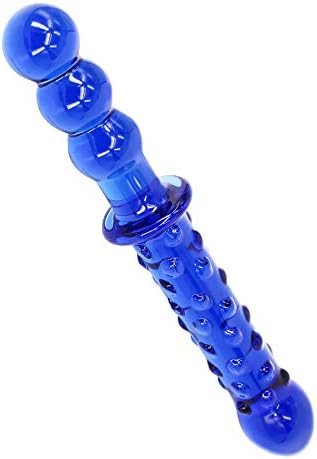 9 Inches Double Head Glass Dildo Anal Butt Plug, Blue