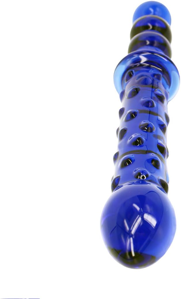 9 Inches Double Head Glass Dildo Anal Butt Plug, Blue