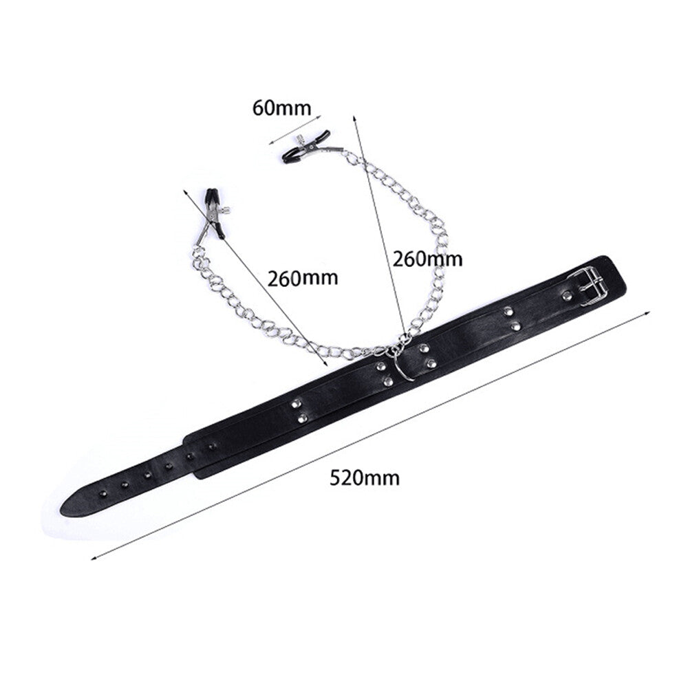 Choker Collar With Nipple Clamps - Collar Size 50cms (19.5")
