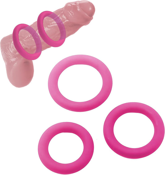 Silicone Penis Ring x 3 Small/Medium/Large in Pink