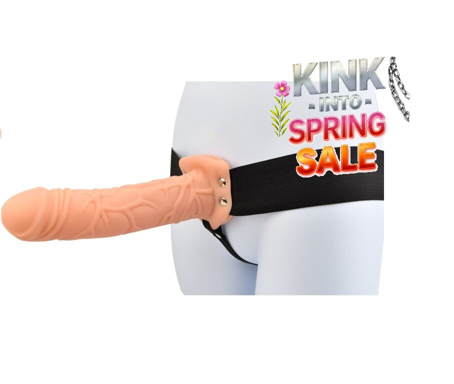 8 Inch Hollow Strap On Vanilla