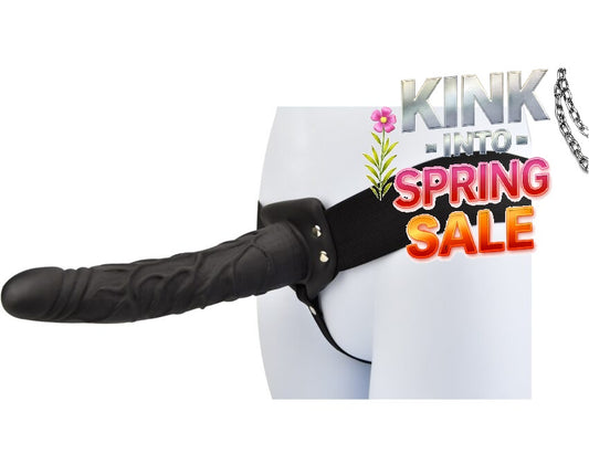 9 Inch Hollow Strap On Black