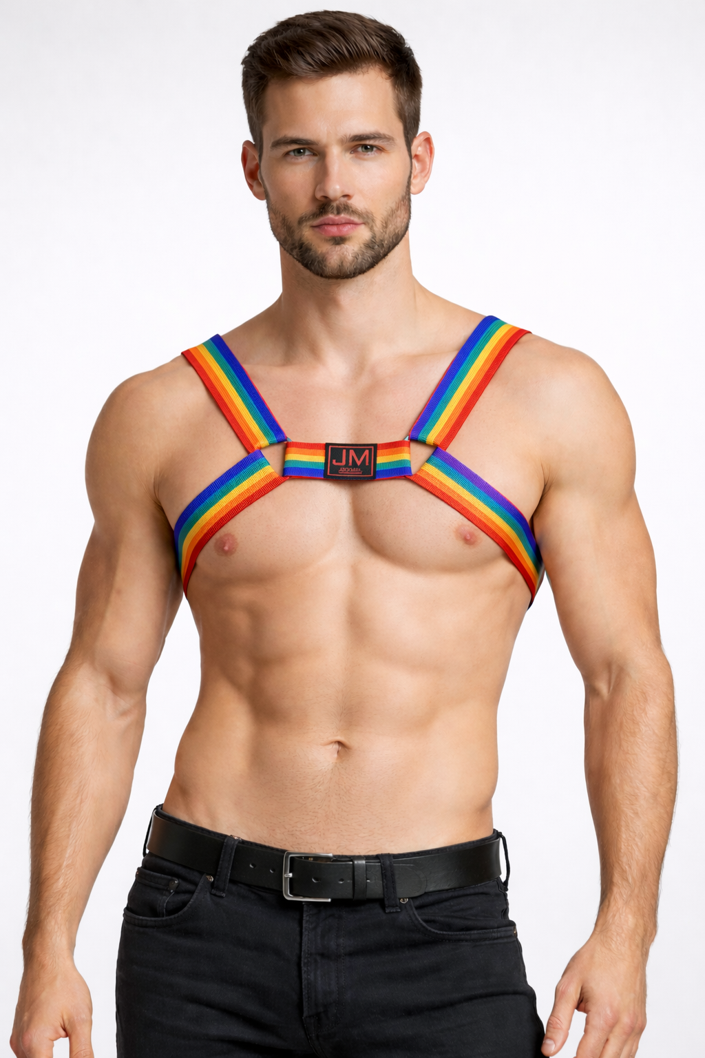 Rainbow Striped Elastic Chest Harness Suitable for M/L/XL/XXL