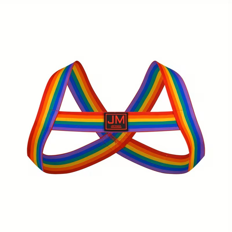 Rainbow Striped Elastic Chest Harness Suitable for M/L/XL/XXL