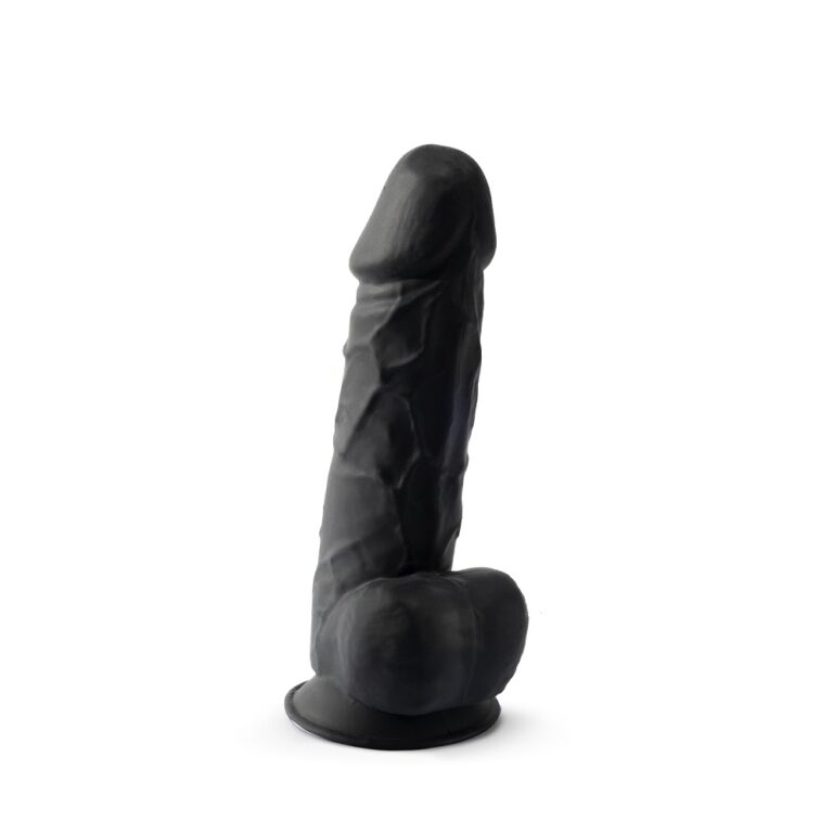 8.5 inch Realistic Silicone Dual Density Girthy Dildo with Suction Cup with Balls Black