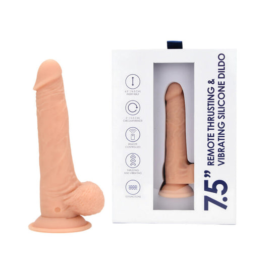 7.5″ Remote Thrusting & Vibrating Silicone Dildo