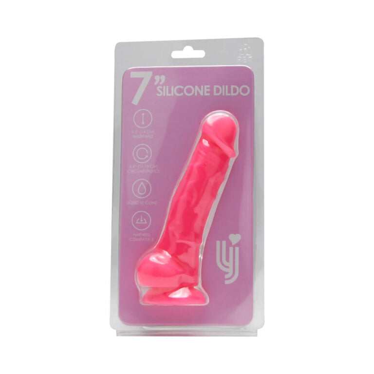 7 Inch Realistic Silicone Dildo with Suction Cup and Balls Pink