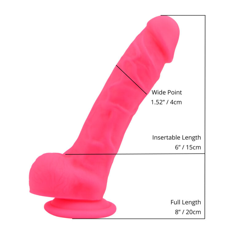8 Inch Realistic Silicone Dildo with Suction Cup and Balls Pink