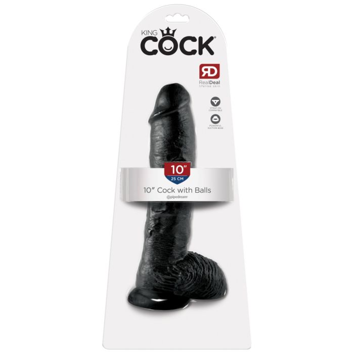 King Cock - 10" Cock with Balls - Black