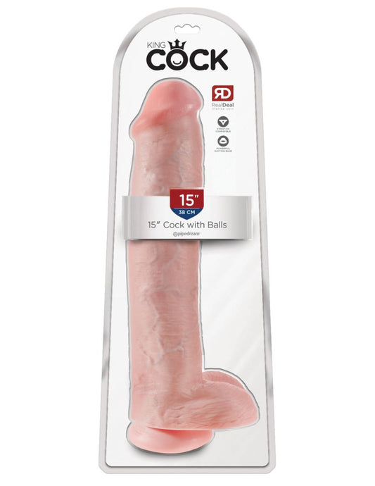 King Cock - 15" Cock with Balls - Light