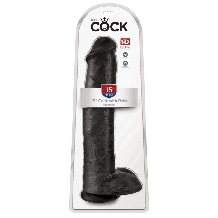 King Cock - 15" Cock with Balls - Black