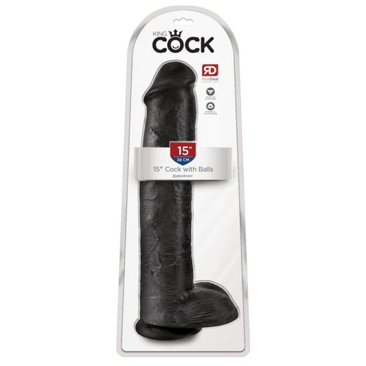 King Cock - 15" Cock with Balls - Black