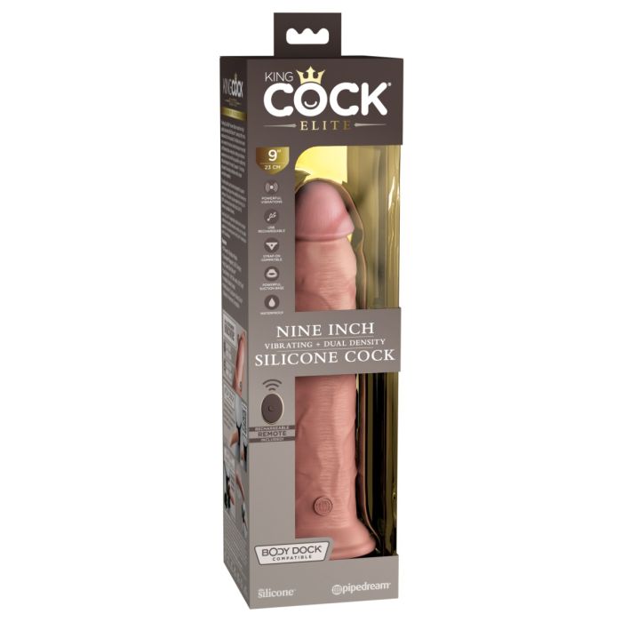 King Cock Elite - 9" Dual Density Vibrating Silicone Cock