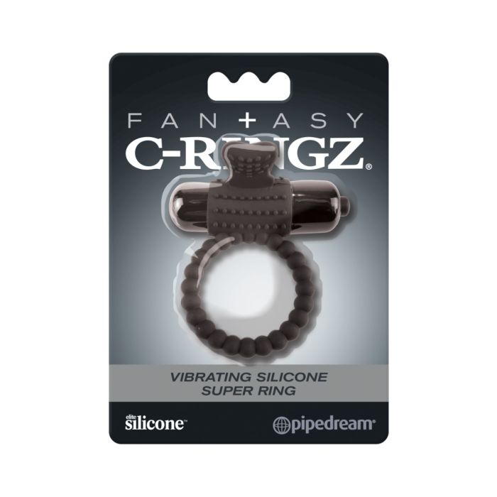 Vibrating Silicone Super Ring - Black