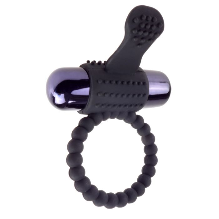 Vibrating Silicone Super Ring - Black