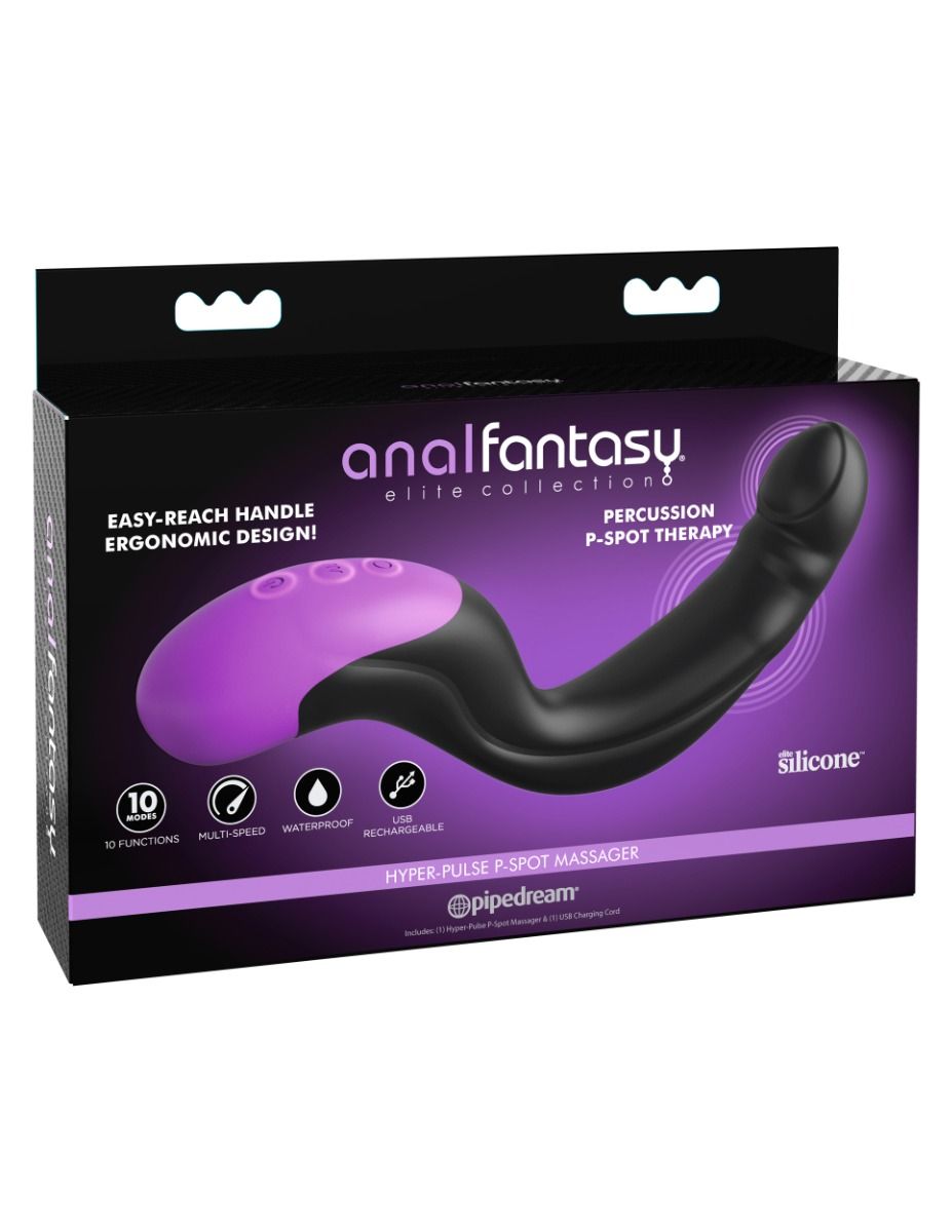 Anal Fantasy Elite - Hyper-Pulse P-Spot Massager - Black/ Purple -  Pipedream