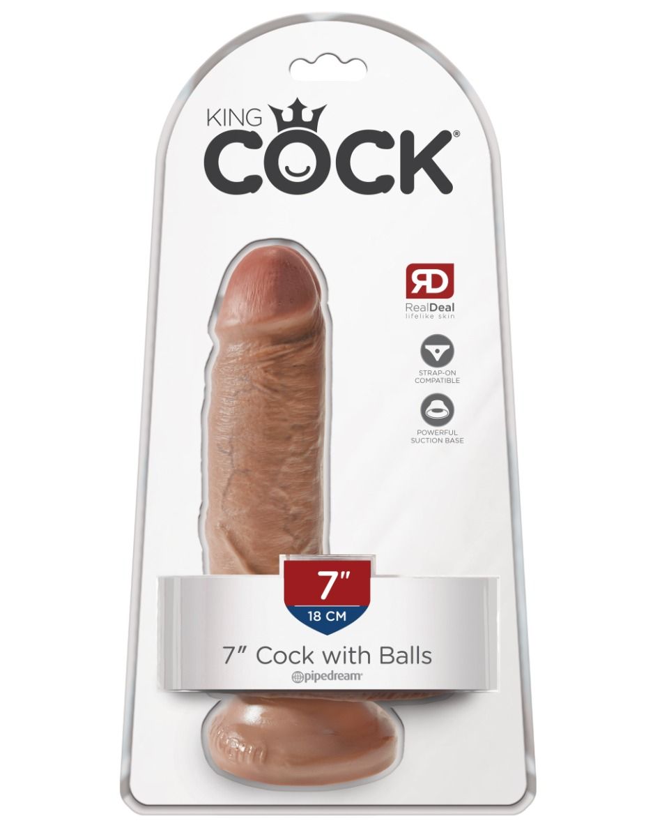 King Cock - 7" Cock with Balls - Tan- Pipedream