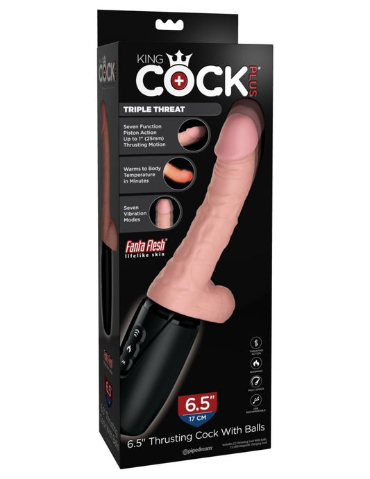 King Cock Plus - 6.5" Thrusting Cock with Balls - Triple - Pipedream