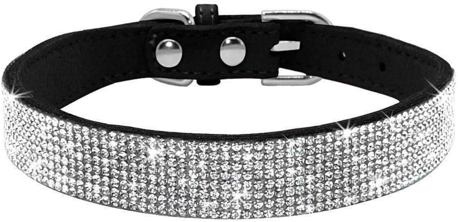 Rhinestone Collar - Sparkling Soft Suede Leather