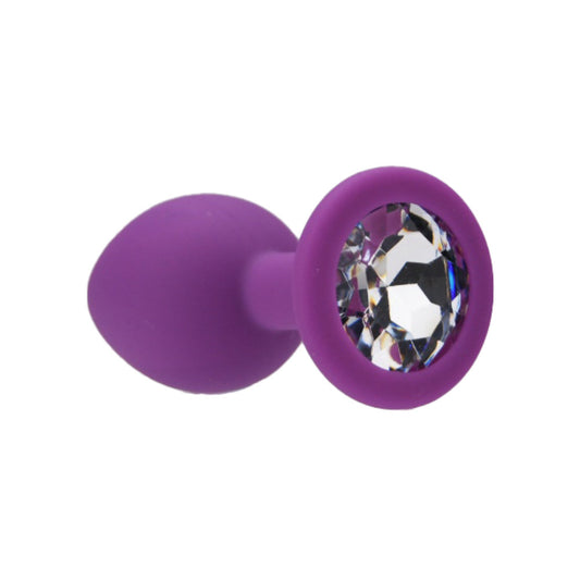 Jewelled Silicone Butt Plug Purple