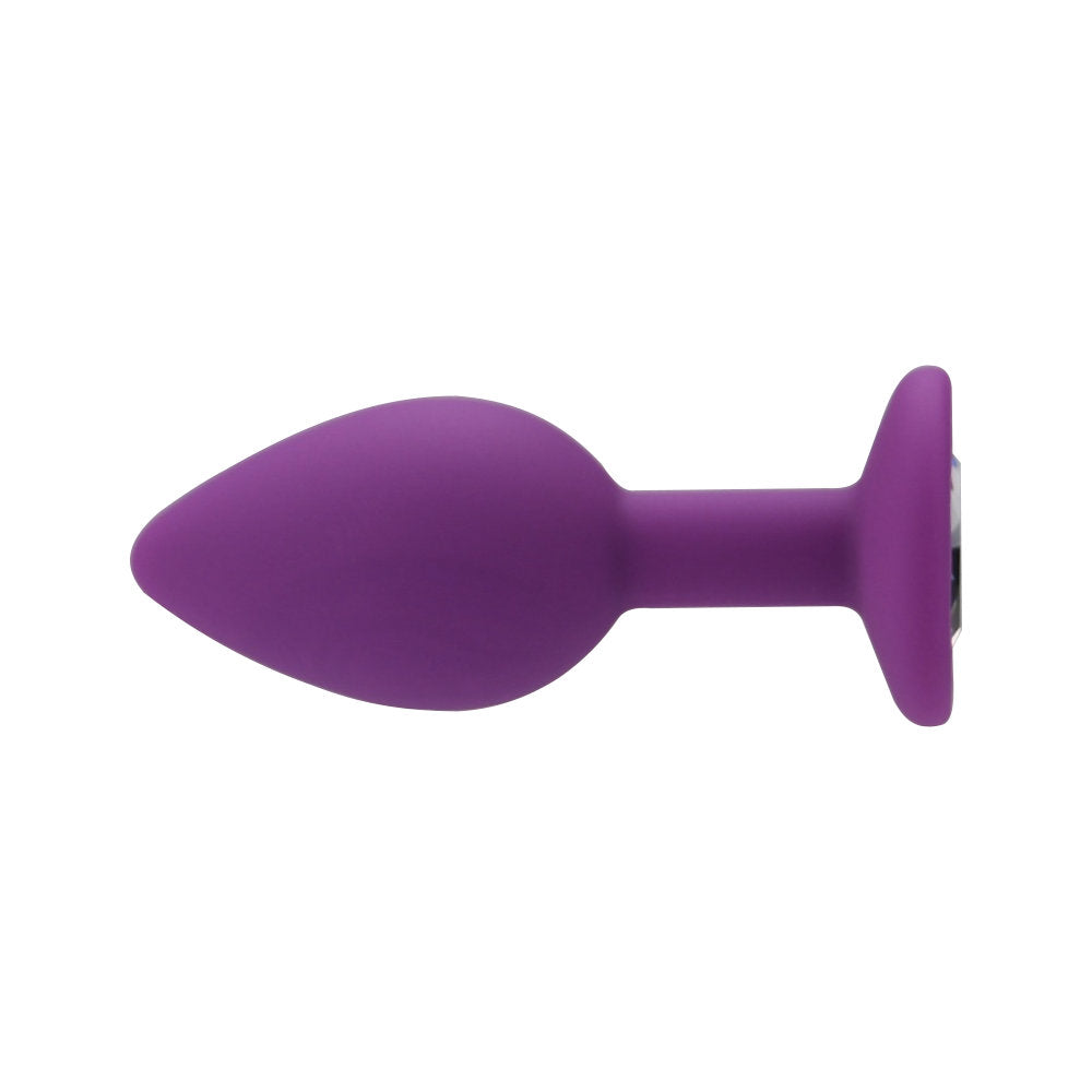 Jewelled Silicone Butt Plug Purple
