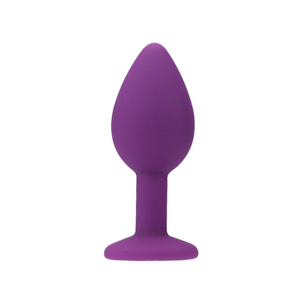 Jewelled Silicone Butt Plug Purple